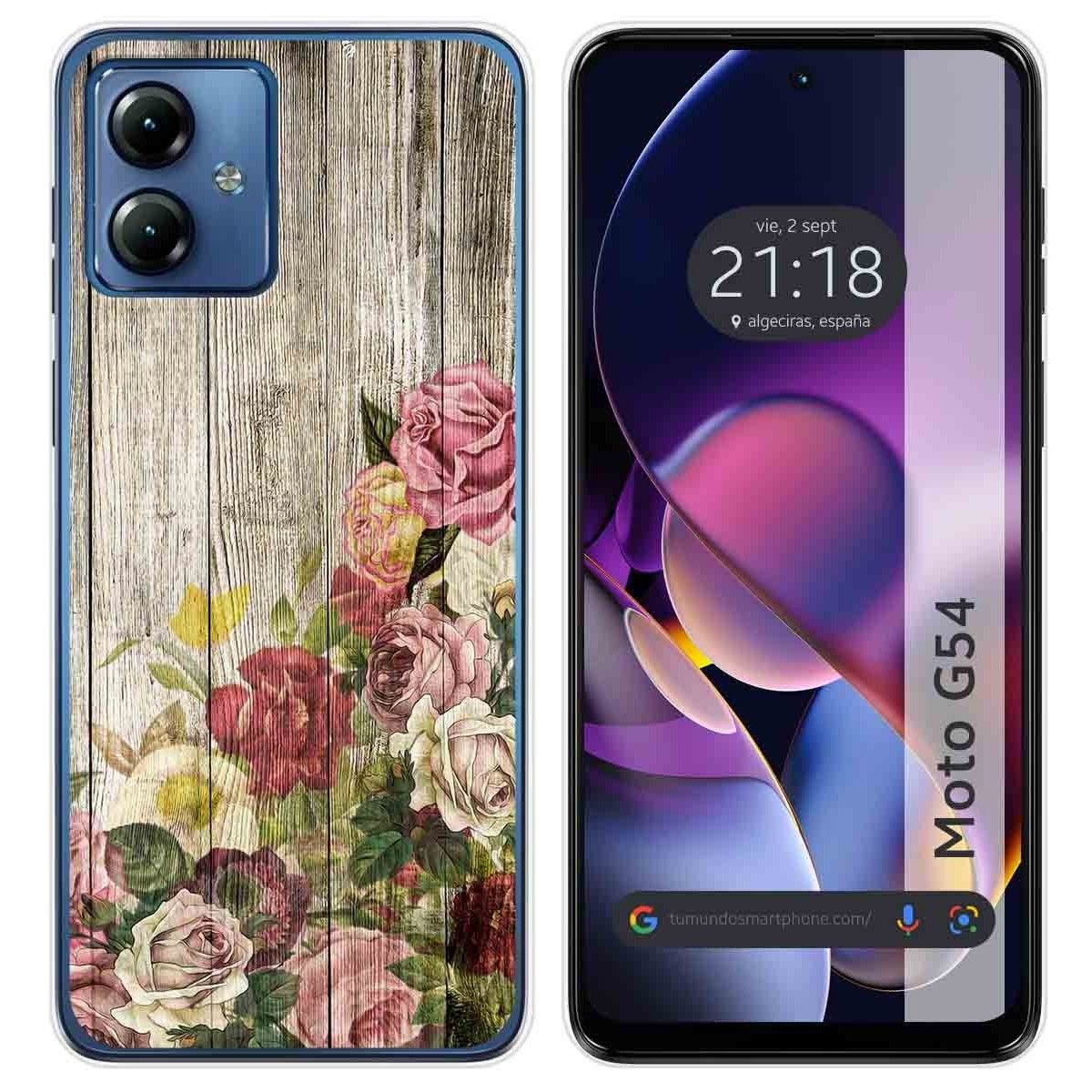 Funda Silicona para Motorola Moto G54 5G diseño Madera 08 Dibujos