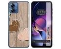 Funda Silicona para Motorola Moto G54 5G diseño Corazones Madera Dibujos