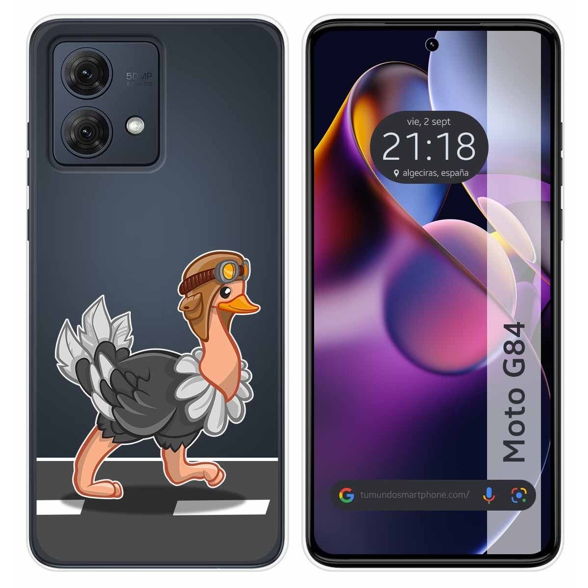 Funda Silicona Transparente para Motorola Moto G84 5G diseño Avestruz Dibujos