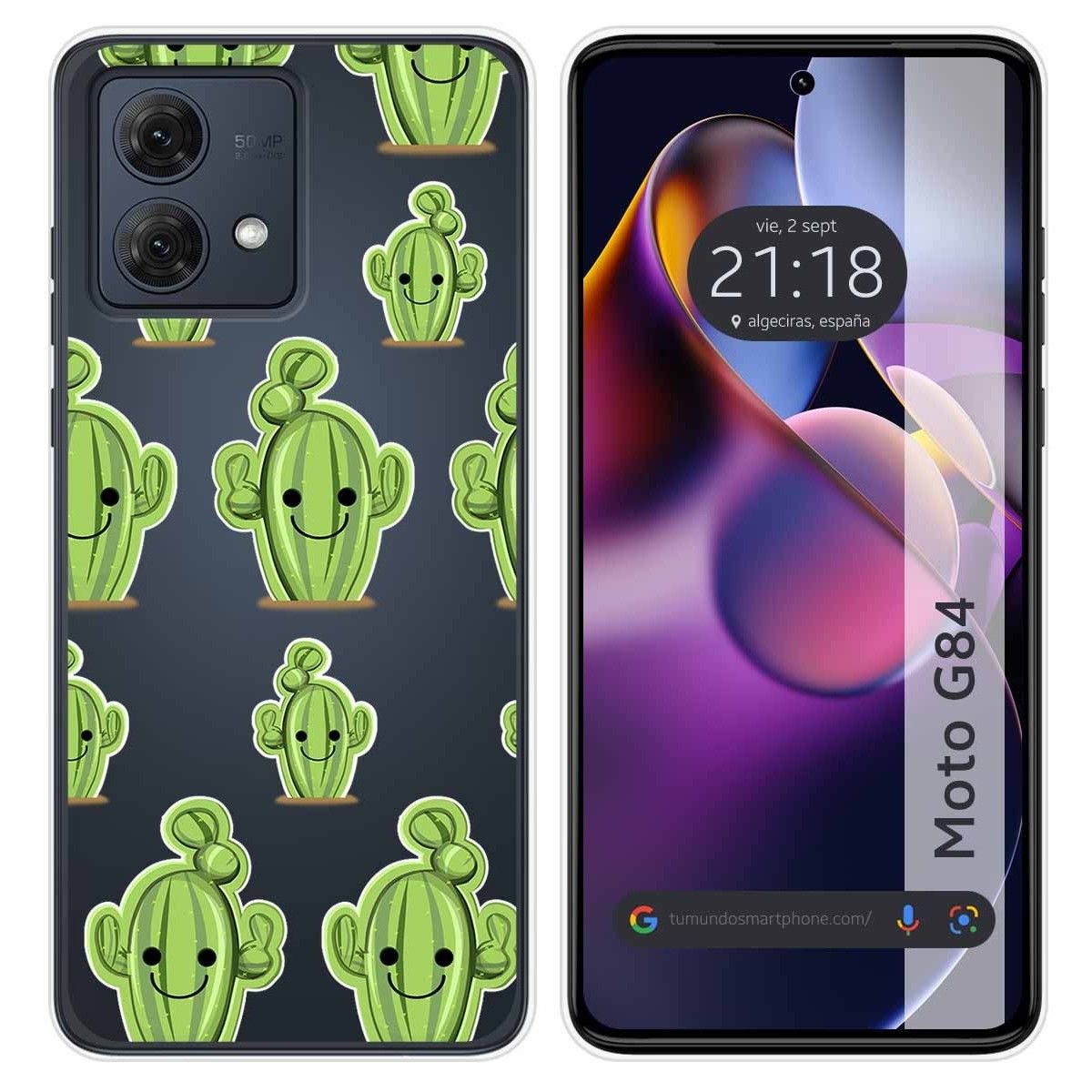 Funda Silicona Transparente para Motorola Moto G84 5G diseño Cactus Dibujos