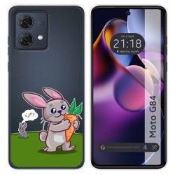Funda Silicona Transparente para Motorola Moto G84 5G diseño Conejo Dibujos