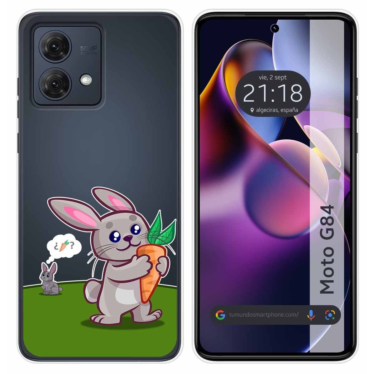 Funda Silicona Transparente para Motorola Moto G84 5G diseño Conejo Dibujos