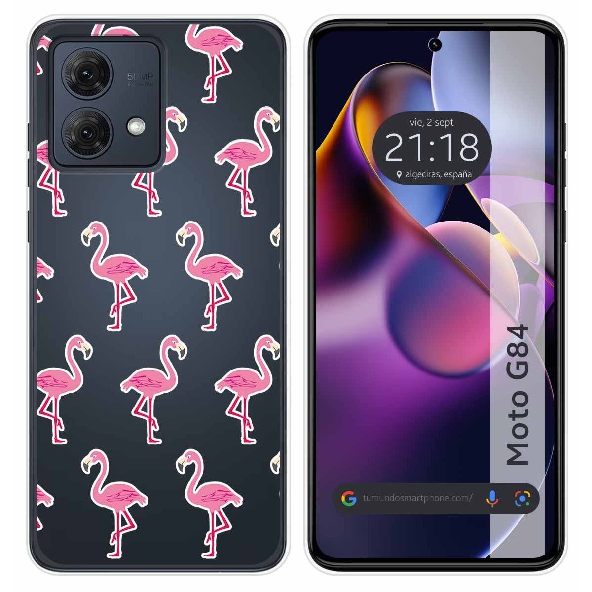 Funda Silicona Transparente para Motorola Moto G84 5G diseño Flamenco Dibujos