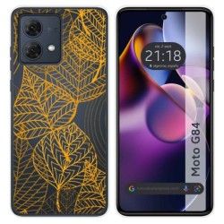 Funda Silicona Transparente para Motorola Moto G84 5G diseño Hojas Dibujos