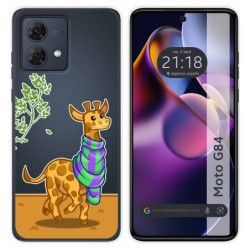 Funda Silicona Transparente para Motorola Moto G84 5G diseño Jirafa Dibujos