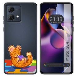 Funda Silicona Transparente para Motorola Moto G84 5G diseño Leopardo Dibujos