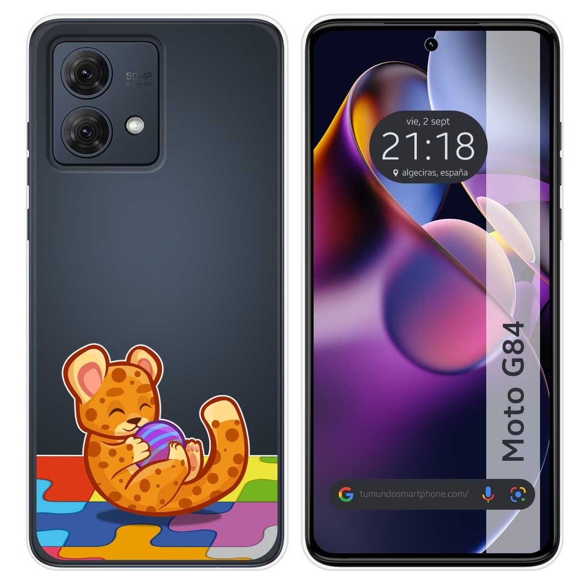 Funda Silicona Transparente para Motorola Moto G84 5G diseño Leopardo Dibujos