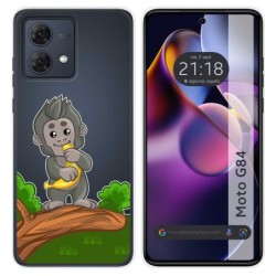 Funda Silicona Transparente para Motorola Moto G84 5G diseño Mono Dibujos