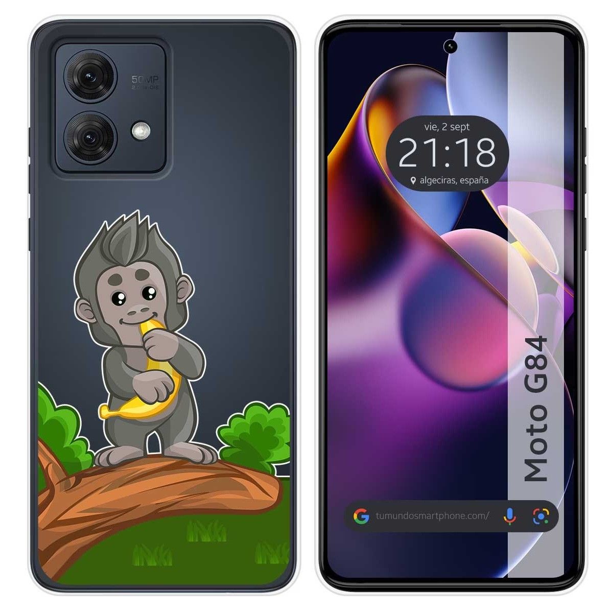 Funda Silicona Transparente para Motorola Moto G84 5G diseño Mono Dibujos
