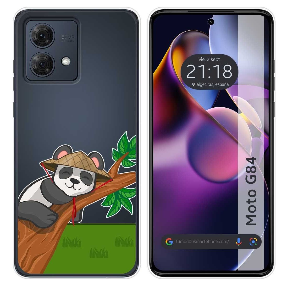 Funda Silicona Transparente para Motorola Moto G84 5G diseño Panda Dibujos