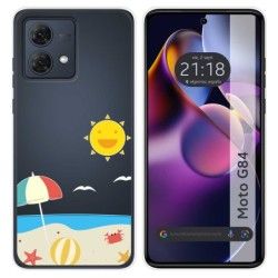Funda Silicona Transparente para Motorola Moto G84 5G diseño Playa Dibujos