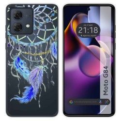 Funda Silicona Transparente para Motorola Moto G84 5G diseño Plumas Dibujos
