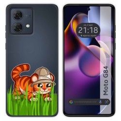 Funda Silicona Transparente para Motorola Moto G84 5G diseño Tigre Dibujos
