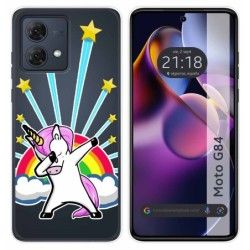 Funda Silicona Transparente para Motorola Moto G84 5G diseño Unicornio Dibujos