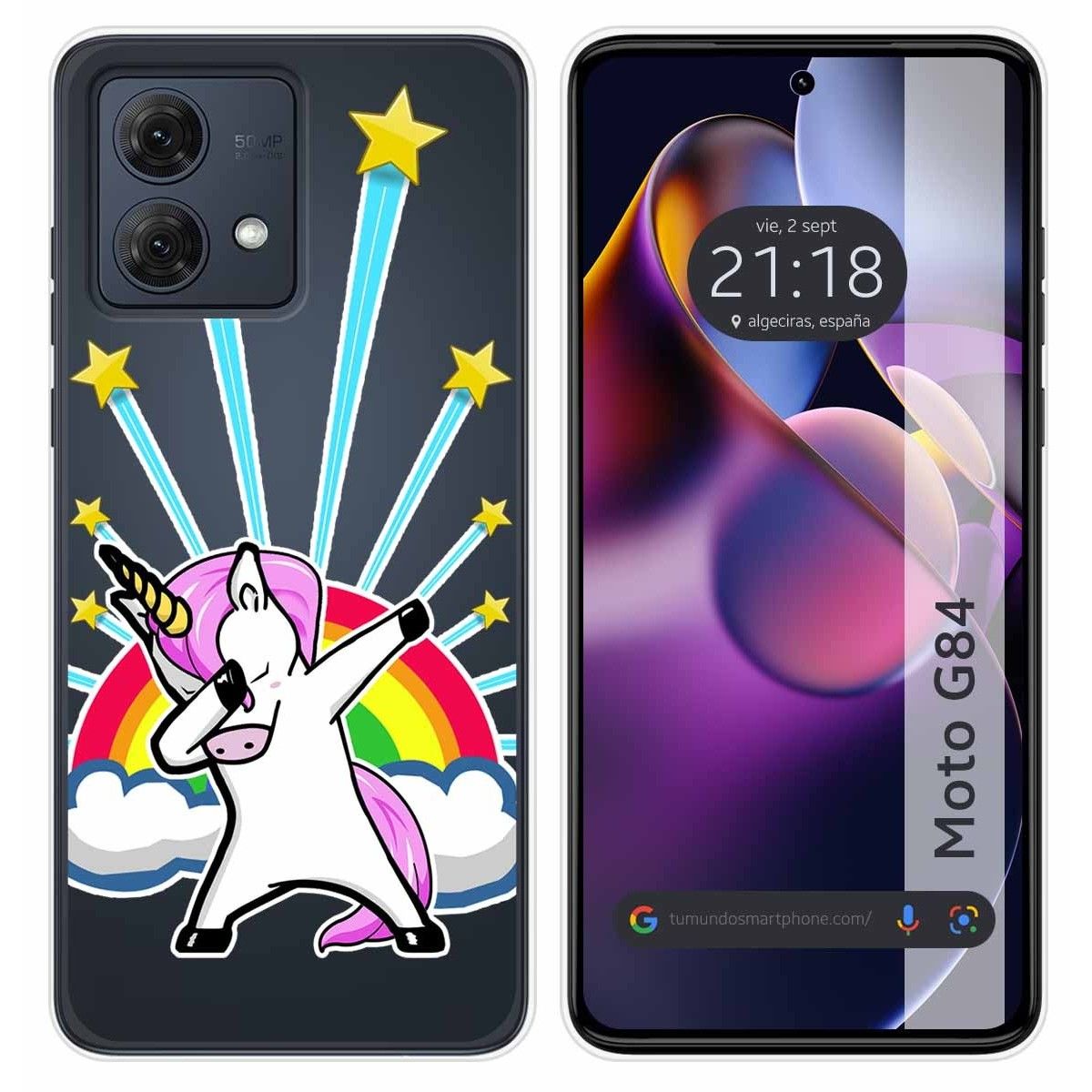 Funda Silicona Transparente para Motorola Moto G84 5G diseño Unicornio Dibujos