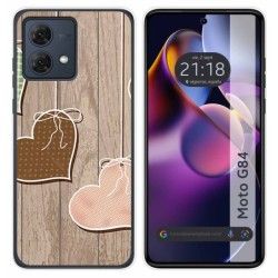 Funda Silicona para Motorola Moto G84 5G diseño Corazones Madera Dibujos