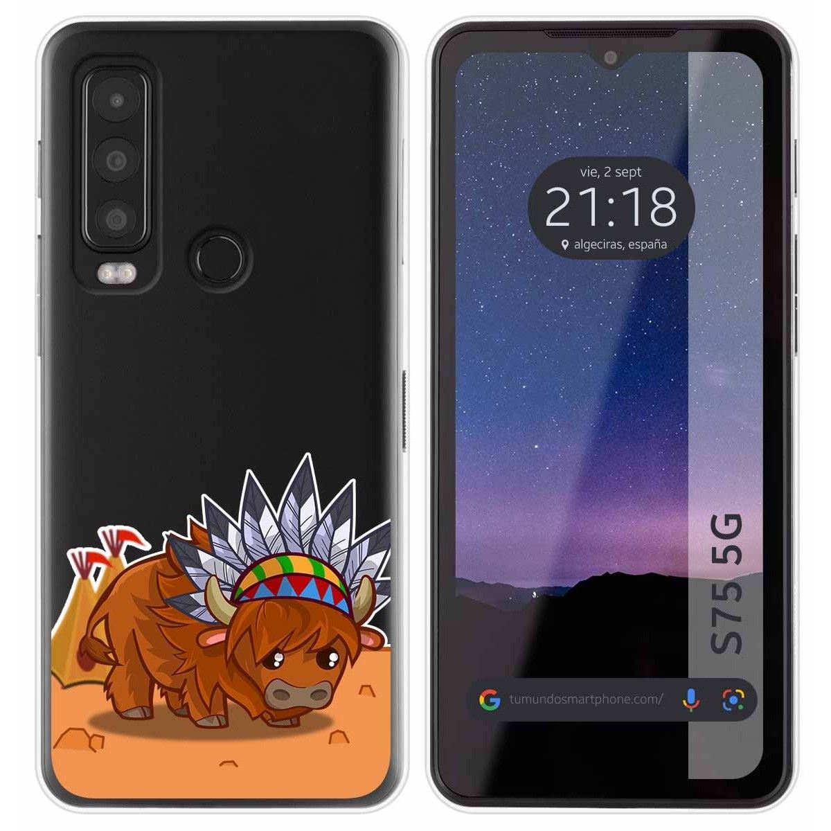 Funda Silicona Transparente para CAT S75 5G diseño Bufalo Dibujos
