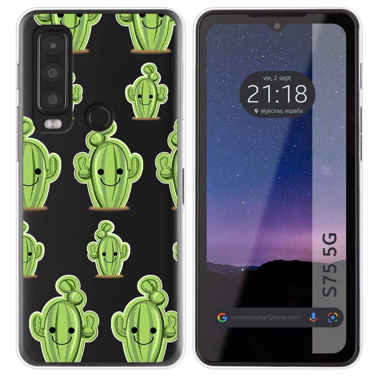 Funda Silicona Transparente para CAT S75 5G diseño Cactus Dibujos