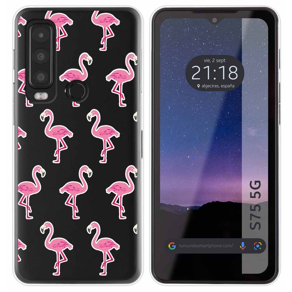 Funda Silicona Transparente para CAT S75 5G diseño Flamenco Dibujos