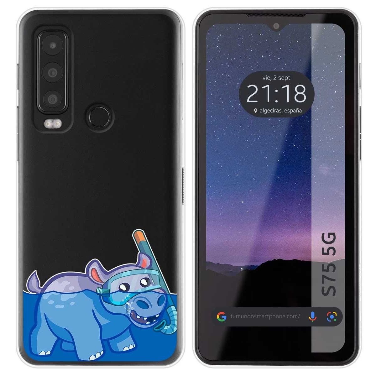 Funda Silicona Transparente para CAT S75 5G diseño Hipo Dibujos