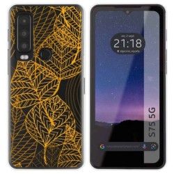 Funda Silicona Transparente para CAT S75 5G diseño Hojas Dibujos