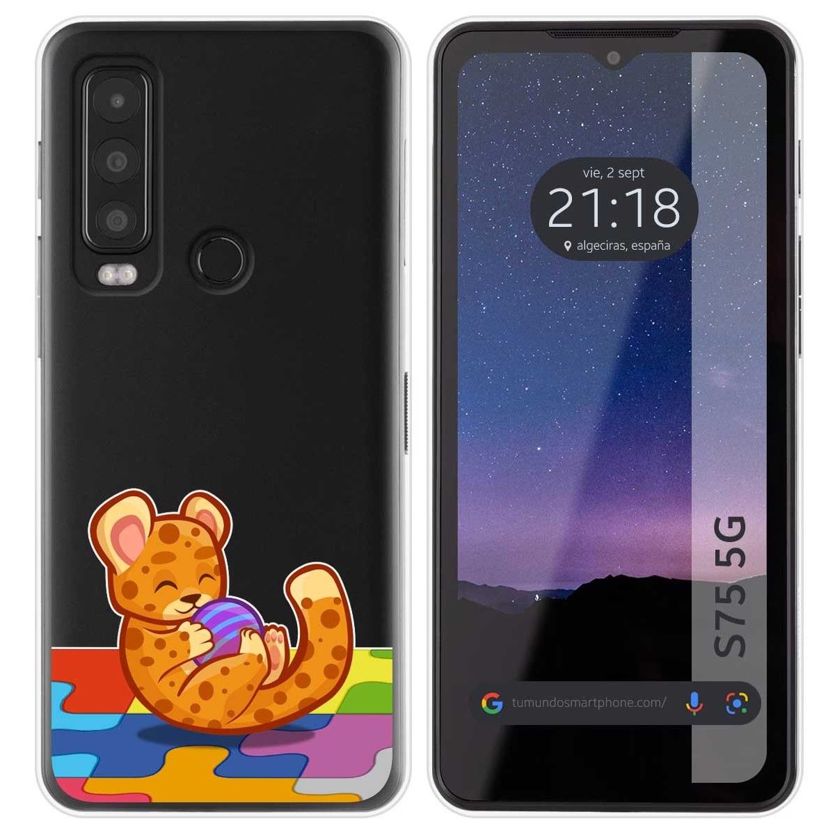 Funda Silicona Transparente para CAT S75 5G diseño Leopardo Dibujos