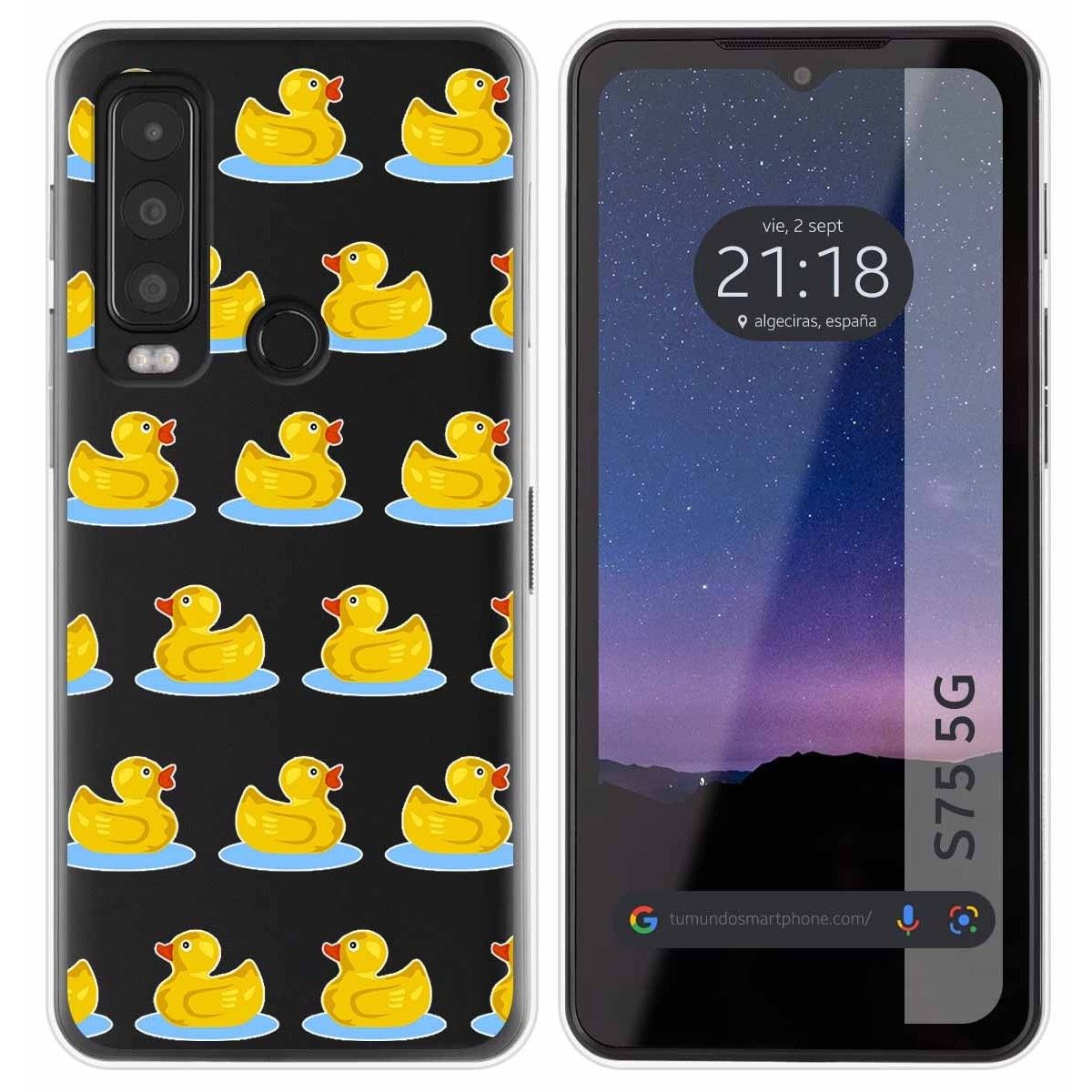 Funda Silicona Transparente para CAT S75 5G diseño Pato Dibujos