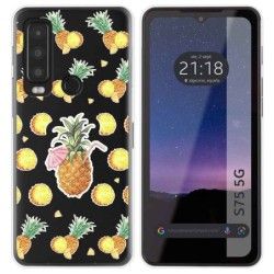 Funda Silicona Transparente para CAT S75 5G diseño Piña Dibujos