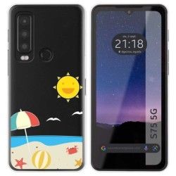 Funda Silicona Transparente para CAT S75 5G diseño Playa Dibujos