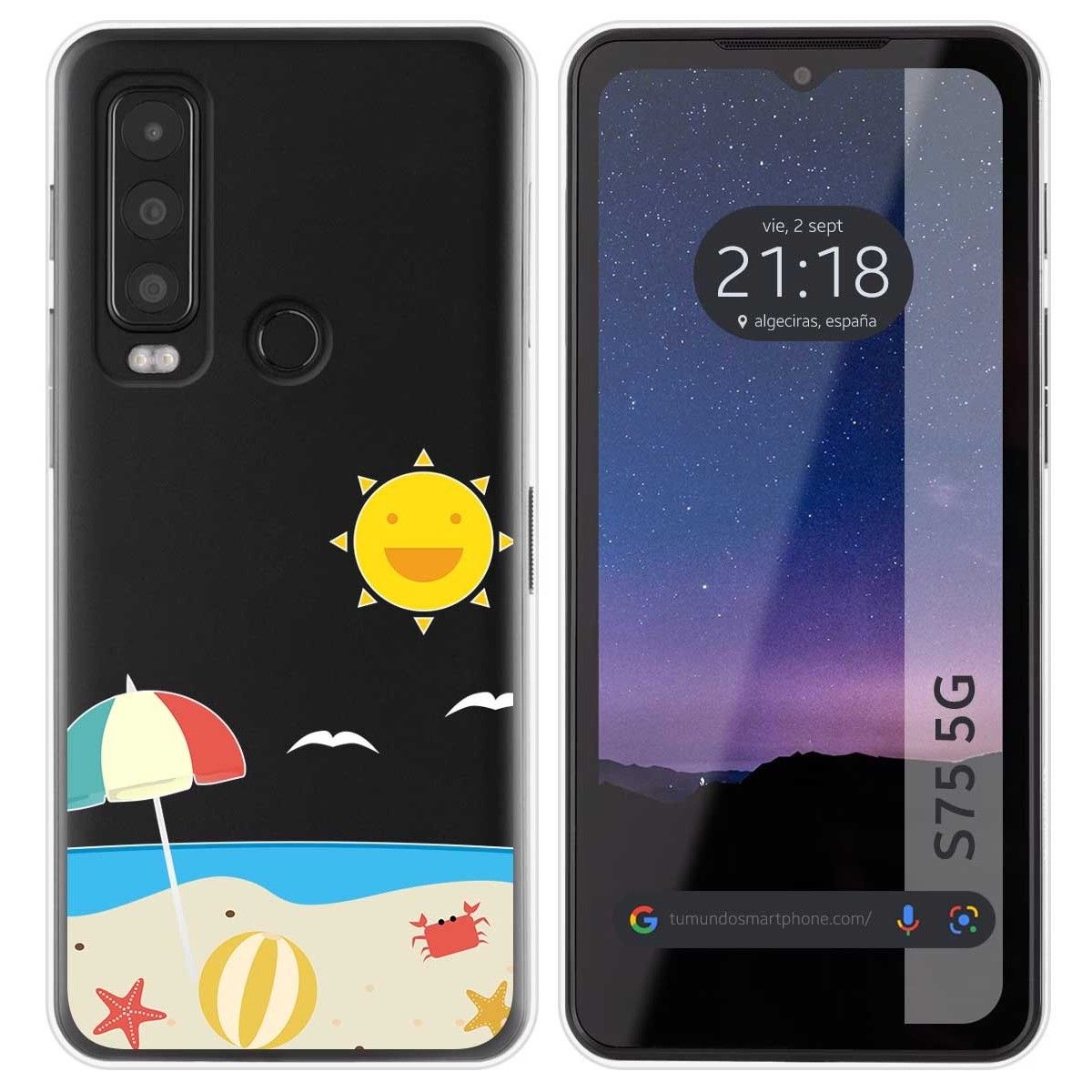 Funda Silicona Transparente para CAT S75 5G diseño Playa Dibujos