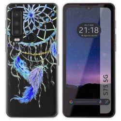 Funda Silicona Transparente para CAT S75 5G diseño Plumas Dibujos