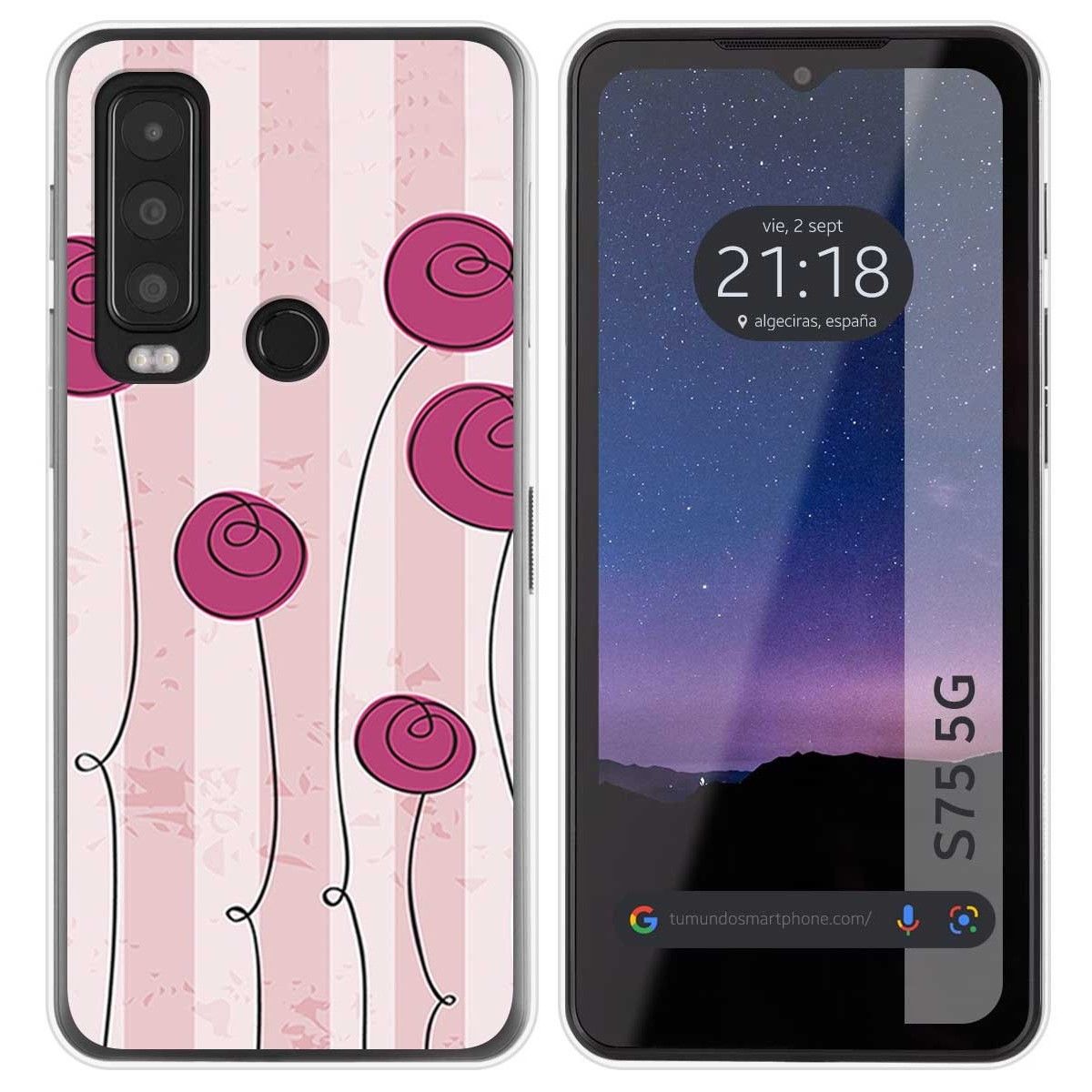 Funda Silicona para CAT S75 5G diseño Flores Vintage Dibujos