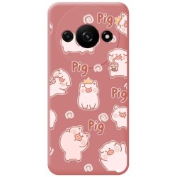 Funda Silicona Líquida Rosa para Xiaomi Redmi A3 diseño Cerdos Dibujos