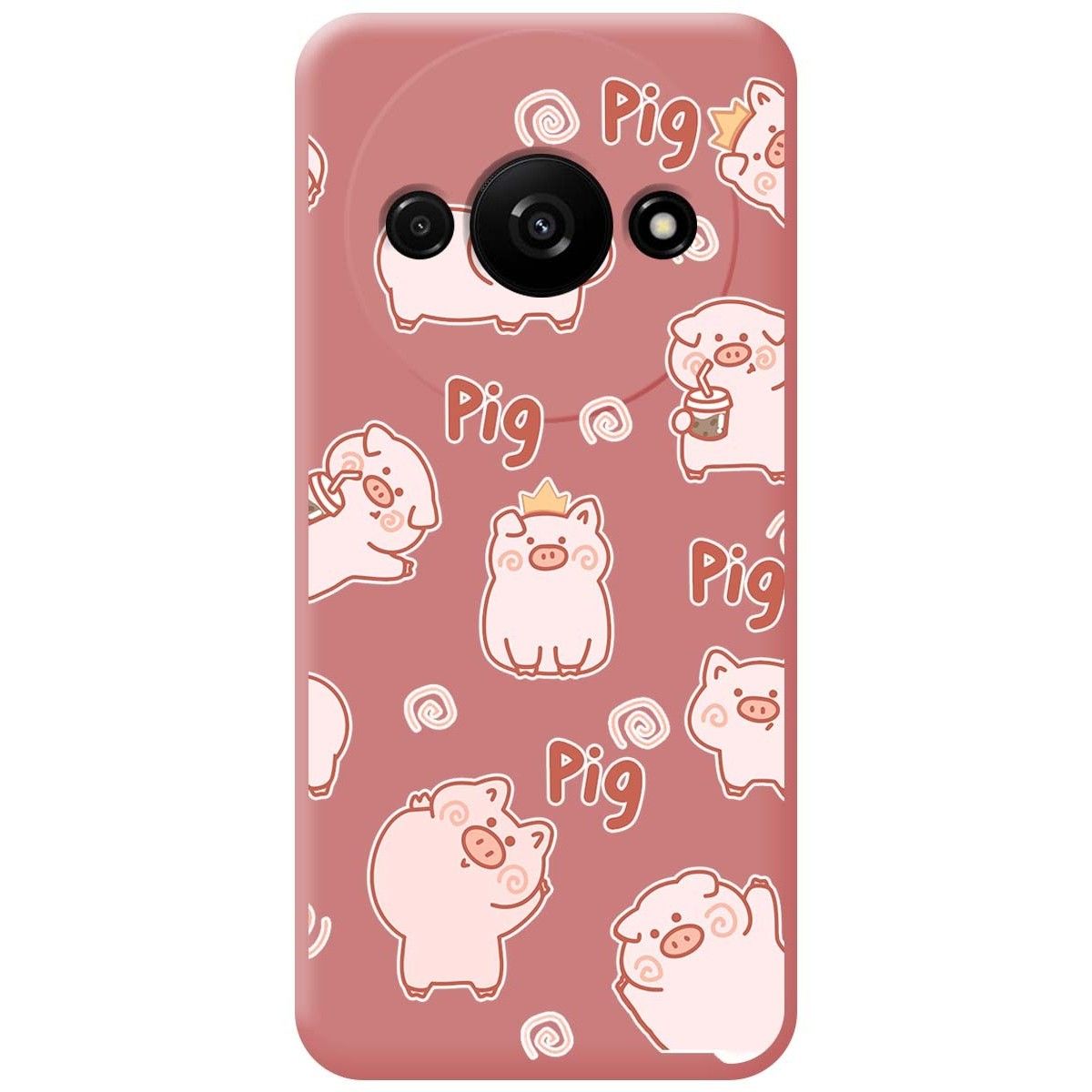 Funda Silicona Líquida Rosa para Xiaomi Redmi A3 diseño Cerdos Dibujos