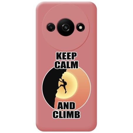 Funda Silicona Líquida Rosa para Xiaomi Redmi A3 diseño Hombre Escalada Dibujos