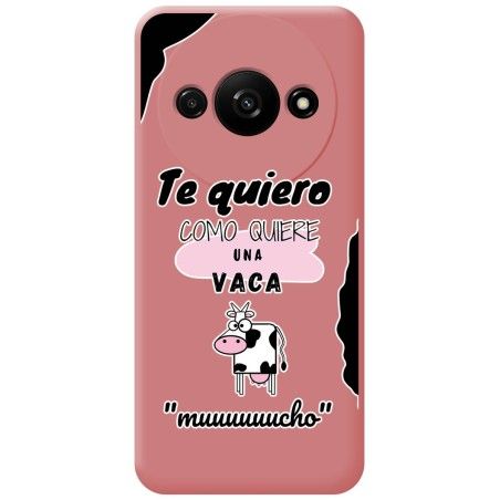 Funda Silicona Líquida Rosa para Xiaomi Redmi A3 diseño Vaca Dibujos