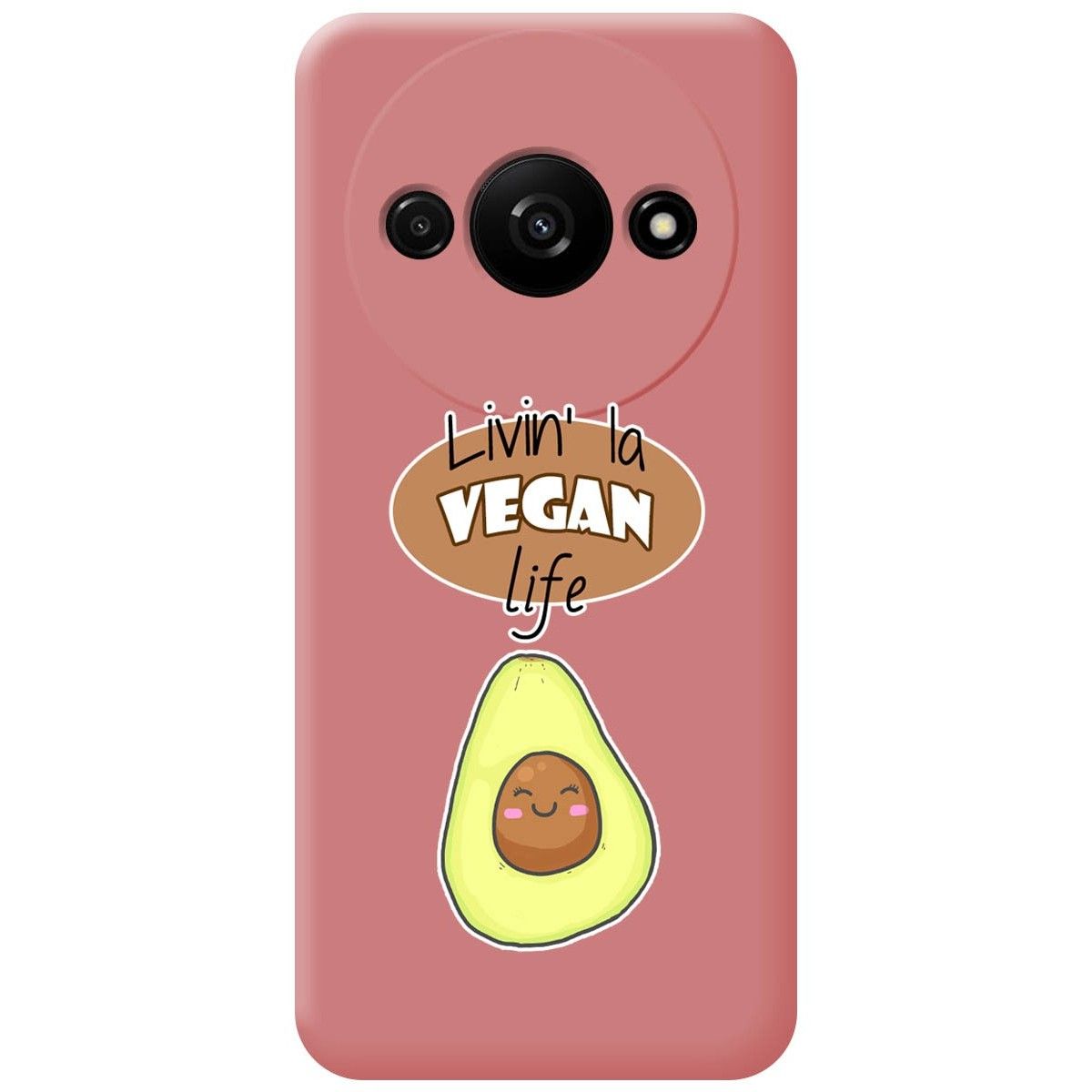 Funda Silicona Líquida Rosa para Xiaomi Redmi A3 diseño Vegan Life Dibujos