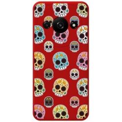 Funda Silicona Líquida Roja para Xiaomi Redmi A3 diseño Catrina Dibujos