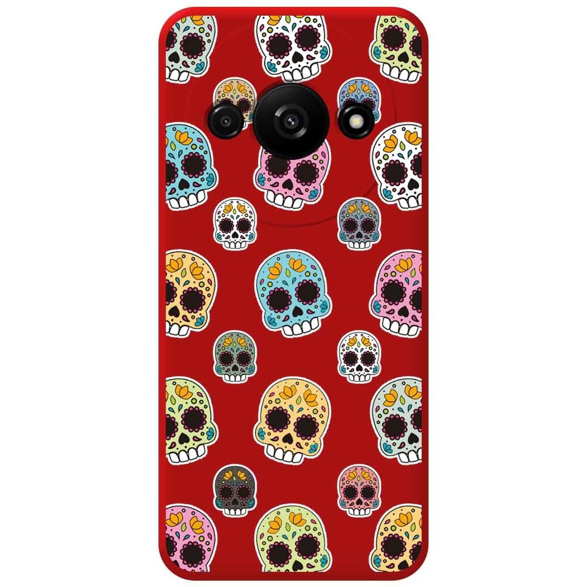 Funda Silicona Líquida Roja para Xiaomi Redmi A3 diseño Catrina Dibujos