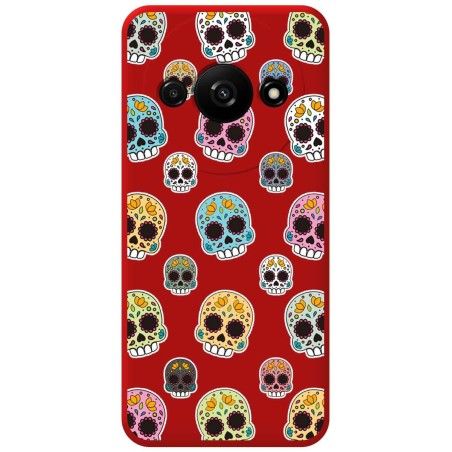 Funda Silicona Líquida Roja para Xiaomi Redmi A3 diseño Catrina Dibujos