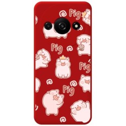 Funda Silicona Líquida Roja para Xiaomi Redmi A3 diseño Cerdos Dibujos