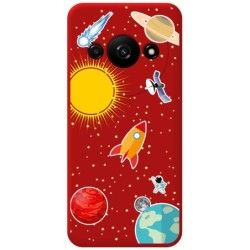 Funda Silicona Líquida Roja para Xiaomi Redmi A3 diseño Espacio Dibujos