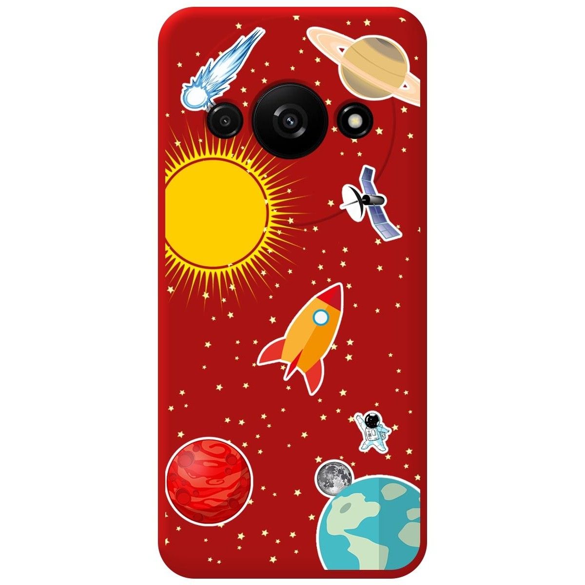 Funda Silicona Líquida Roja para Xiaomi Redmi A3 diseño Espacio Dibujos