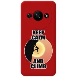 Funda Silicona Líquida Roja para Xiaomi Redmi A3 diseño Hombre Escalada Dibujos