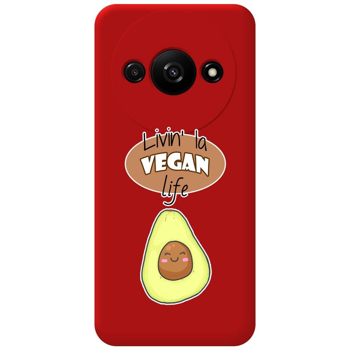 Funda Silicona Líquida Roja para Xiaomi Redmi A3 diseño Vegan Life Dibujos