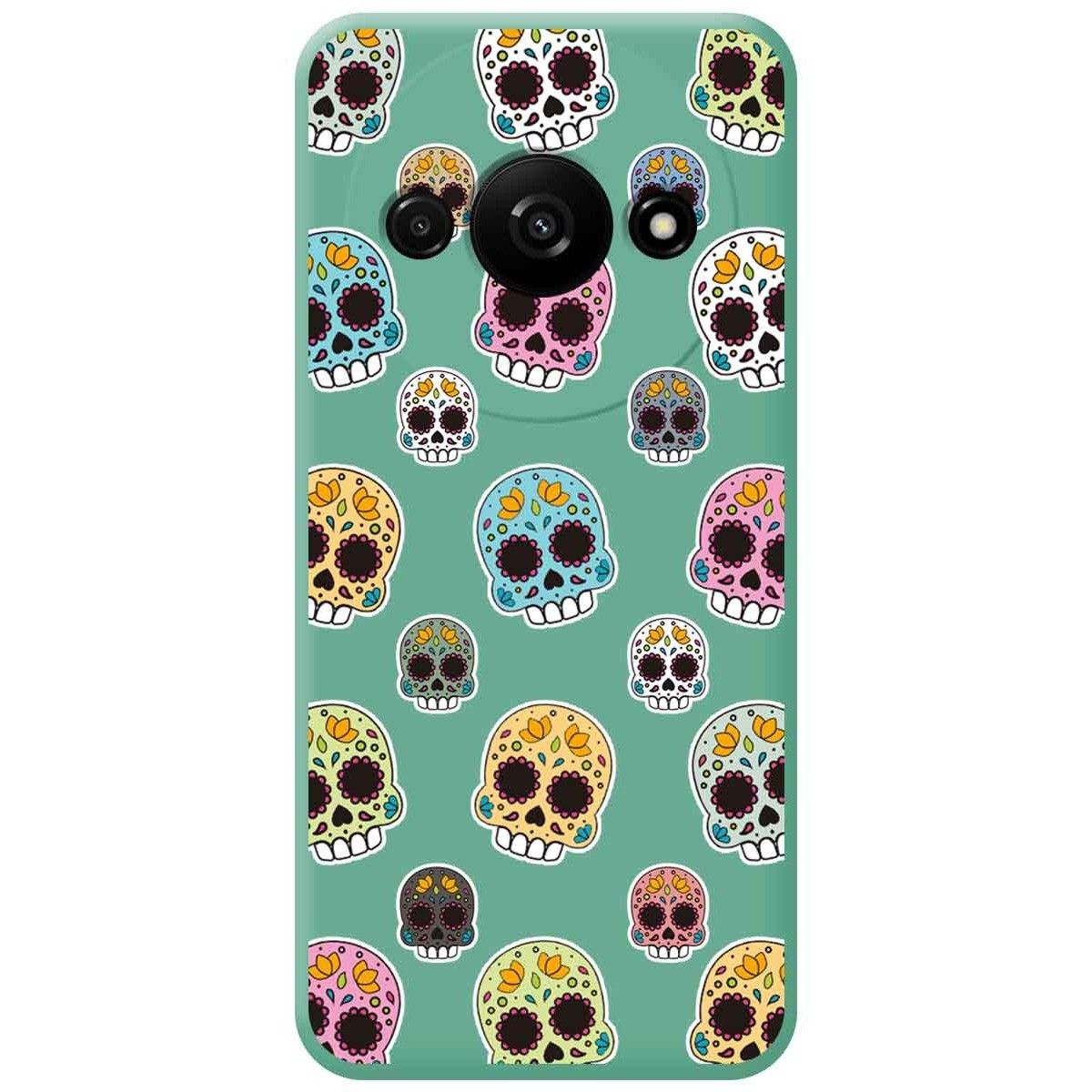 Funda Silicona Líquida Verde para Xiaomi Redmi A3 diseño Catrina Dibujos