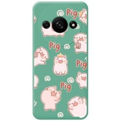 Funda Silicona Líquida Verde para Xiaomi Redmi A3 diseño Cerdos Dibujos