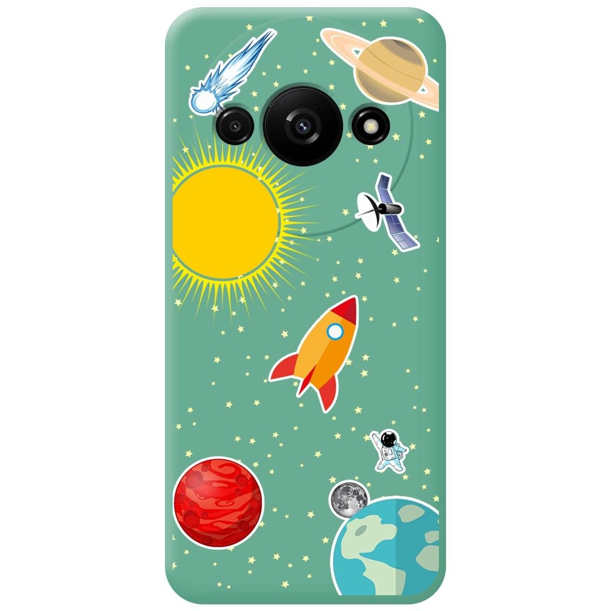 Funda Silicona Líquida Verde para Xiaomi Redmi A3 diseño Espacio Dibujos