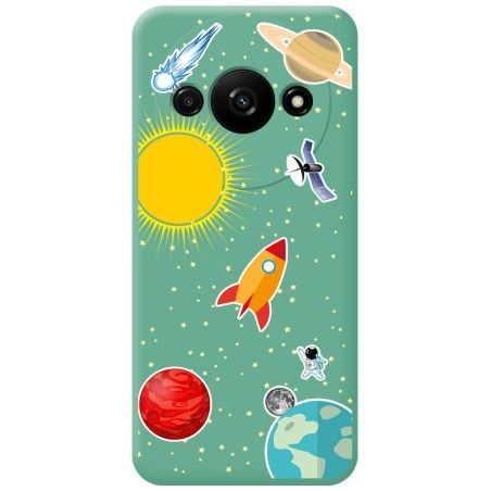 Funda Silicona Líquida Verde para Xiaomi Redmi A3 diseño Espacio Dibujos