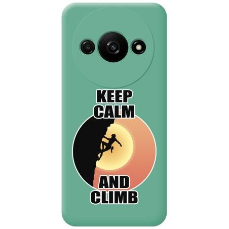 Funda Silicona Líquida Verde para Xiaomi Redmi A3 diseño Mujer Escalada Dibujos